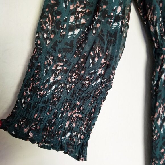 Anthropologie Seen Worn Kept Davina Leopard Belted Midi Dress Hunter Green US 8 - Picture 12 of 16